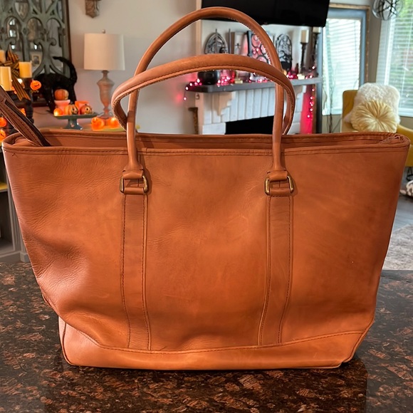 L.L. Bean Bags Ll Bean Leather Briefcase Travel Tote Poshmark